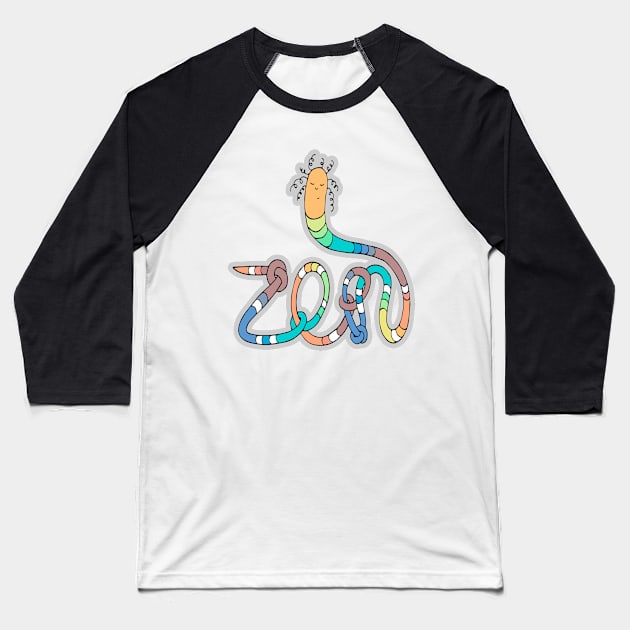 Worm Zen Baseball T-Shirt by Jlissenok